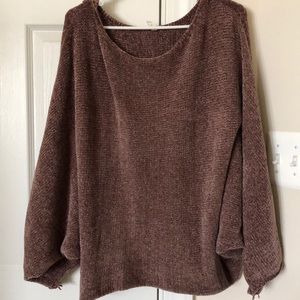 Pink blush brown chenille sweater